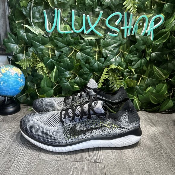 Nike Free RN Flyknit 2018 Men's Size 14 Running Shoes Black White Oreo - Picture 4 of 10